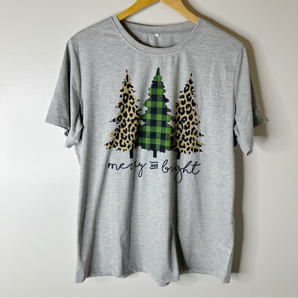 Christmas Merry & Bright Grey T-Shirt